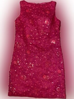 Muse Women’s Silk Fuchsia Sequin-Embellished Sleeveless Dress